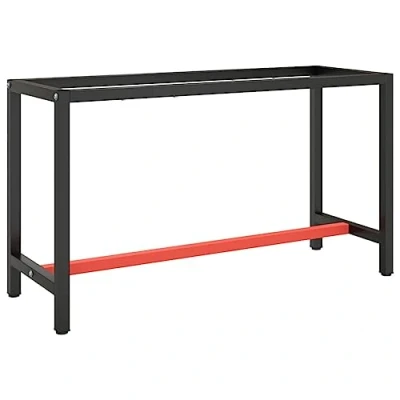 Imagen de vidaXL Estructura Banco de Trabajo Mesa Soporte Base Muebles Mobiliario Bricolaje Garaje Taller Duradera Metal Negro y Rojo Mate 140x50x79cm