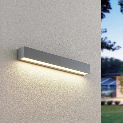 Imagen de LED lámpara de pared exterior &#039;Lengo&#039; (Moderno) en Gris hecho Aluminio (1 llama,) Lucande lámparas para aplique, exterior, aplique