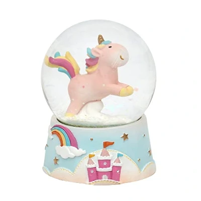 Imagen de Bola de nieve decoración con unicornio, tamaño y color a elegir en el menú desplegable, Kugel Ø 6,5 cm, Rosa Einhorn