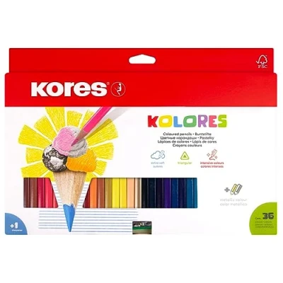 Imagen de Kores Lápices de colores dúo (3 cantos, 3 mm, incluye sacapuntas, 36 diferentes)