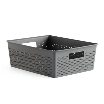 Imagen de Tatay Caja Organizadora Rectangular 12L Bohol, de Polipropileno, Libre BPA, Plástico 100% Reciclado. Gris Antracita. Medidas 30 x 39 13,5 cm