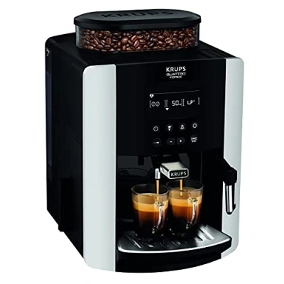 Imagen de Krups EA817810 Independiente Totalmente automática Máquina espresso 1.7L 2tazas Negro, Plata Cafetera (Independiente, espresso, 1,7 L, Molinillo integrado, 1450 W, Plata)