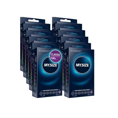 Imagen de MY.SIZE Classic Condones talla 7 I Ancho 69 mm Paquete Maxi 100 unidades Preservativos premium extra delgados ultra sensibles y delicados Grosor 0,07 veganos