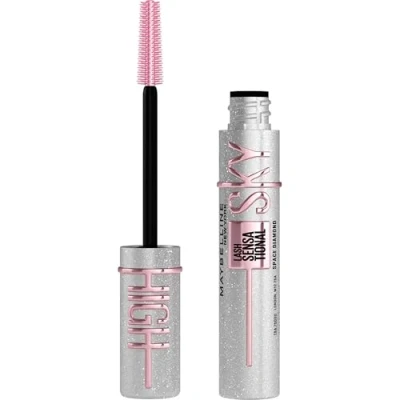 Imagen de Maybelline New York, Máscara de pestañas Lash Sensational Sky High, Volumen y Longitud, Tono Space Diamond (Glitter Top Coat), 7.2 ml