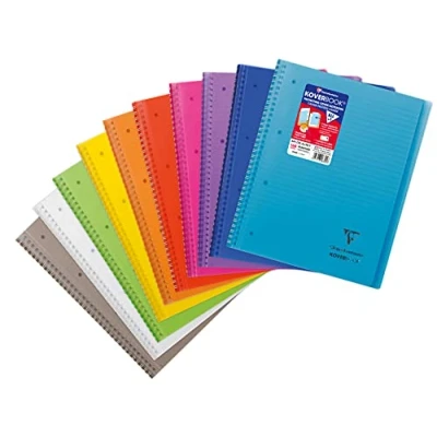 Imagen de Clairefontaine 396701C Cuaderno de espiral Koverbook (A4+ 22,5 x 29,7 cm, 160 páginas desmontables con líneas Papel blanco 90 g Cubierta polipro color aleatorio