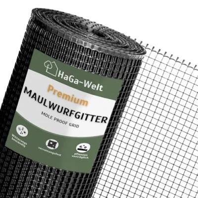 Imagen de HaGa® Rejilla antitopos de 1 m x 0,6 Br plástico, protección contra topos en negro compatible con plantas resistente a la putrefacción duradera parada jardín ahuyentador