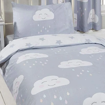 Imagen de Price Right Home Happy Clouds Juego de funda nórdica y almohada, con diseño nubes, sin relleno, para cama individual