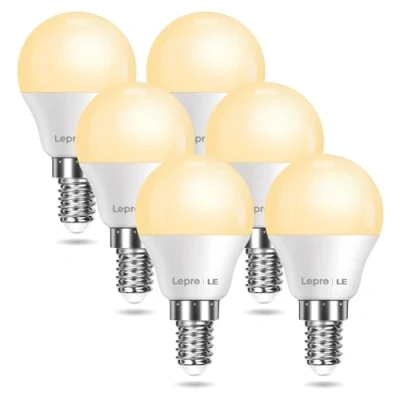 Imagen de Lepro Bombilla LED E14, 4.9W Equivalente a 40W, 470LM Luz Cálida 2700K, Casquillo Fino G45 de Ahorro Energía, CRI&gt; 80, Ángulo haz 240 para Lámparas, No regulable [6 Pcs]
