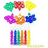 Imagen de Bescon Mini Translucent Polyhedral RPG Dice Set 10MM, Small D4 D20 in Tube Packaging, Assorted Colored of 42pcs (7X6