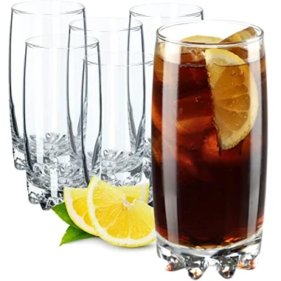Imagen de KADAX Juego de 6 vasos agua, zumo cristal, resistentes para zumo, jardín, fiesta, bebida, cerveza, universales, cóctel, bebidas (Nadia, 365 ml)