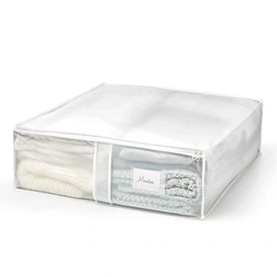 Imagen de Rayen Caja de almacenaje ropa y mantas cama. Bolsa PVA para con cremallera, rejilla transpirable, plegable resistente. 55 x 65 20 cm. Translúcido