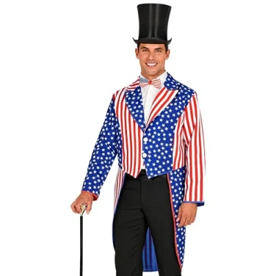 Imagen de Widmann 48272 USA Parade Uniforme de Garde Estrellas y Stripes, Bandera Estados Unidos, Disfraz Carnaval, Fiesta temática, Hombre, Multicolor, M