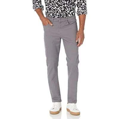 Imagen de Amazon Essentials Pantalón de Sarga Elástico con 5 Bolsillos y Ajuste Entallado Hombre, Gris Oscuro, 31W / 32L