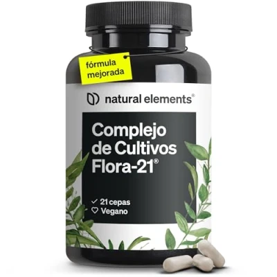 Imagen de Probioticos Complejo de cultivos Flora 21 cepas bacterianas + inulina orgánica 180 cápsulas con recubrimiento entérico probióticos y prebioticos intestinales, vegano