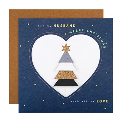 Imagen de Hallmark Tarjeta de Navidad para marido Diseño clásico árbol con efecto 3D