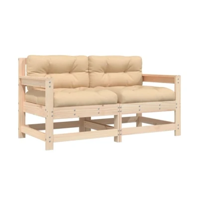 Imagen de vidaXL Sillones de jardín con Cojines 2 uds Madera Maciza Pino