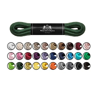 Imagen de Cordones Mount Swiss© Luxury encerados y redondos para zapatos de traje piel, 2 3 mm diámetro, 45 120 cm longitud, color Verde, talla 60