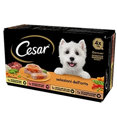 Imagen de Cesar Selezioni Dell&#039;Orto, alimento para Perro, selección surtida, 150 g, 24 bandejas 3600 g