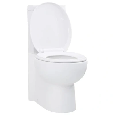 Imagen de vidaXL Inodoro WC Cierre Suave Doble Cisterna Cerámica Blanco Váter de Baño