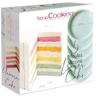 Imagen de ScrapCooking 2065 Moldes de silicona 18 cm diámetro, diseño pastel, multicolor