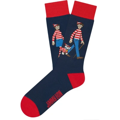 Imagen de Jimmy Lion Calcetines para Hombre y Mujer Wally &amp; Friends Azul Oscuro Talla 36 40 Edición Limitada Where&#039;s Wally? x