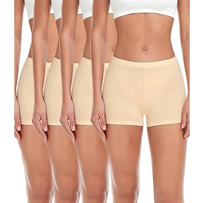 Imagen de wirarpa Bragas Pantalónes Cortos Mujer Culotte Shorts Braguitas Boxer Algodon con Entrepierna Algodón Pack de 4 Beige Talla XL