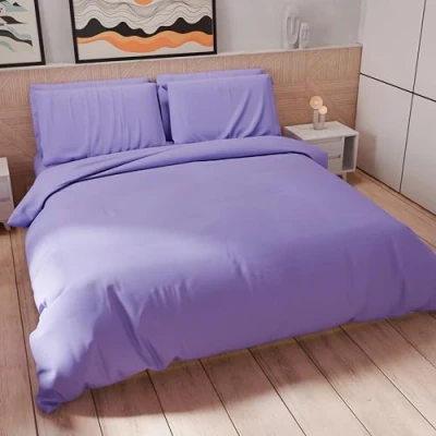 Imagen de PETTI Artigiani Italiani Funda nórdica de una Plaza y Media, Fundas Almohada Microfibra, Color Liso Lila, 100% Made in Italy