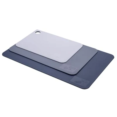 Imagen de Tasty Juego de 3 alfombrillas corte: plástico PP, tamaños, ideal para cortar pan, frutas, verduras, gris/azul, apto lavavajillas