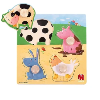Imagen de Goula Puzzle animales granja color, Encajable de madera a partir 1 año