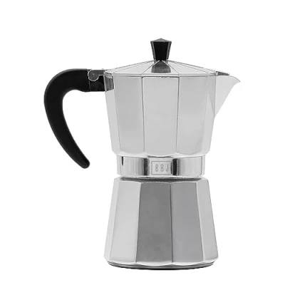 Imagen de BOJ cafetera italiana HOLA Plateada en aluminio, apta para todo tipo de fuegos, express (9 Tazas / 450ml)