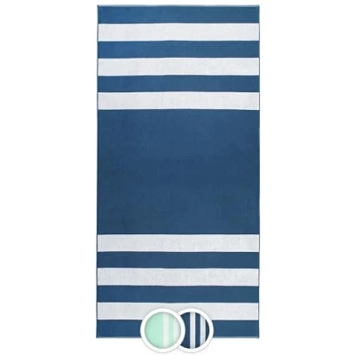 Imagen de ZOLLNER Toalla de Playa baño Resistente y Muy Absorbente en 100x200 cm Lavable hasta 60C algodón con Estampado Rayas Deportivas Color Menta Certificado Oeko Tex®