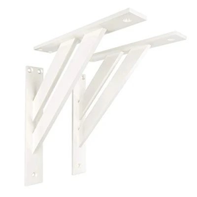 Imagen de 2 x sossai® Soportes de diseño para balda FSHR Dimensiones: 120 mm Color: blanco escuadra sujeción pared balda, soporte estante Material: Aluminio