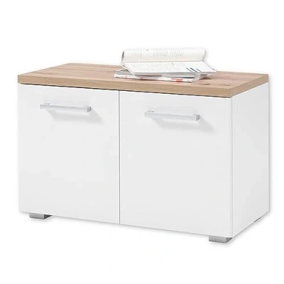 Imagen de Stella Trading Gomera Zapatero, Aspecto de Roble Artesano, Banco Moderno con Espacio Almacenamiento para su Pasillo, Madera ingeniería Plástico, Blanco Réplica Artisan, Sitzbank
