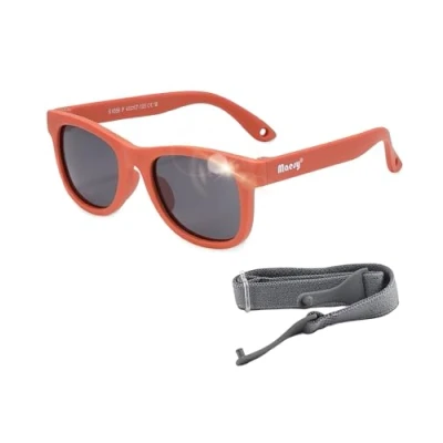 Imagen de Maesy Gafas de sol Indi Baby 0 2 años Flexibles Banda elástica ajustable Protección polarizada UV400 Niños y niñas cuadradas (terracota)