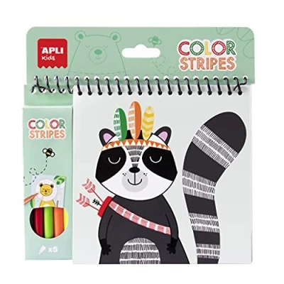 Imagen de APLI Kids 18790 Bloc Infantil Pinta y Colorea con Trazos. Dibujos de Animales para Pintar los 5 rotuladores incluidos. 24 páginas