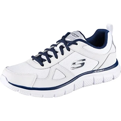 Imagen de Skechers Track Scloric, Zapatillas Hombre, White Leather Mesh Pu Navy Trim, 45.5 EU