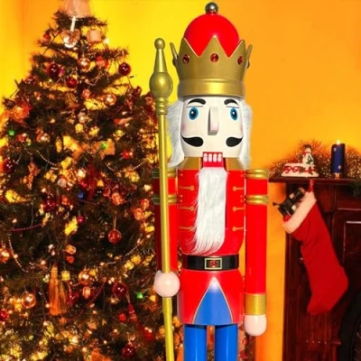 Imagen de ECOM CDL Cascanueces gigante de madera, diseño rey/soldado (121,92 152,4 182,88 cm)