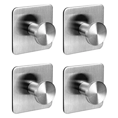 Imagen de Ambrosya Toallero Autoadhesivo Hecho de Acero Inoxidable en Negro Baño Soporte Gancho Toalla Adhesivo (Acero (Cepillado), 4 x 1)