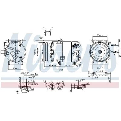 Imagen de NISSENS 890588 Compresor de Aire Acondicionado VS16X 12 PAG 46 R 134 a FORD: FOCUS 3, C Max 2, 3 Turnier