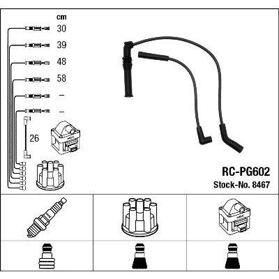 Imagen de NGK 8467 Juego de Cables Encendido 5 PEUGEOT: 309 II Hatchback, 405 I Berlina, CITROËN: BX Hatchback