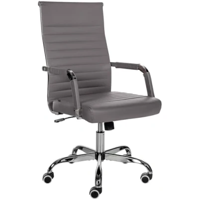 Imagen de CLP Silla De Oficina Amadora En Polipiel o Tela I Ejecutiva con Ruedas &amp; Reposabrazos Escritorio, Color:Gris, Material:Cuero Sintetico