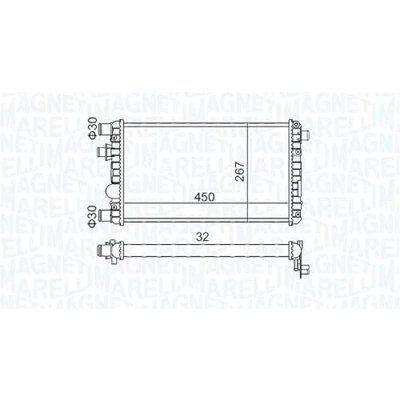 Imagen de MAGNETI MARELLI 350213191300 Radiador, refrigeración del motor 450 267 32 Aletas unidas mecánicamente FIAT: Seicento / 600 Hatchback