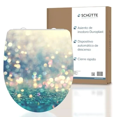 Imagen de Schütte 82587 A Magic Light Mecanismo de cierre suave, diseño y liberación rápida para limpieza, tapa Duroplast (carga máxima del asiento inodoro 150 kg), color Luz Mágica