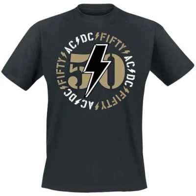 Imagen de AC/DC Fifty Bold Emblem Hombre Camiseta Negro XXL 100% algodón Regular