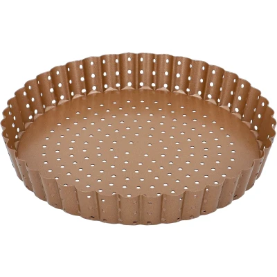 Imagen de Birkmann 210547 Pan &amp; Seele Molde pequeño perforado para quiche, tarta y pizza, diámetro de 20 cm, con base elevación suelta acero al carbono color bronce, revestimiento antiadherente