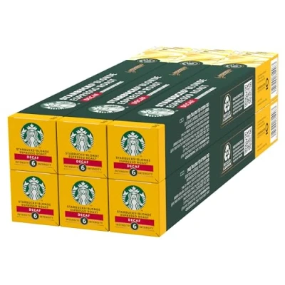 Imagen de STARBUCKS Blonde Espresso Roast Descafeinado de Nespresso Cápsulas Café Tueste Suave, 6 x 10 (60 Cápsulas)