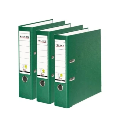 Imagen de Falken Archivador de plástico vegano, 8 cm ancho, DIN A4, color verde, 3 unidades, polipropileno, verde
