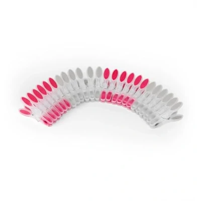 Imagen de Kleeneze KL066718EU Ganchos para Ropa Muy Fuertes líneas de Lavado y aireador Exterior, Acolchado Suave, Resistente a la Humedad al óxido, Paquete 24, 8 cm x 1,5 cm, Rosa/Gris