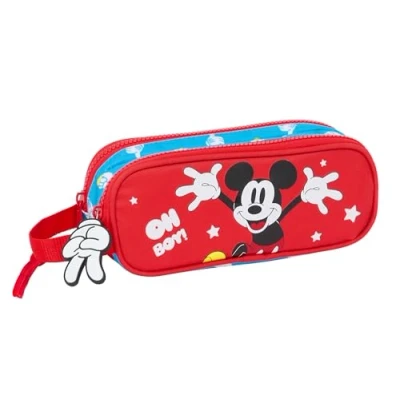 Imagen de Safta Mickey Mouse Fantastic Portatodo Doble Niño, Estuche Infantil, Ideal para Niños en Edad Escolar, Cómodo y Versátil, Calidad Resistencia, 21x6x8 cm, Color Azul/Rojo