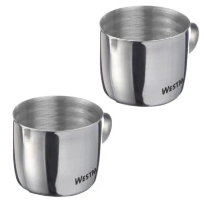 Imagen de Westmark Jarras de leche Brasilia 30 ml ideal para nata, leche, miel y otros ingredientes café té, accesorios baristas acero inoxidable, 2 piezas